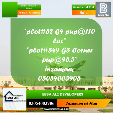 Residential Plot for Sale in Phase 4 - G4 Block -  Bahria Orchard, Lahore - (BP-299274)