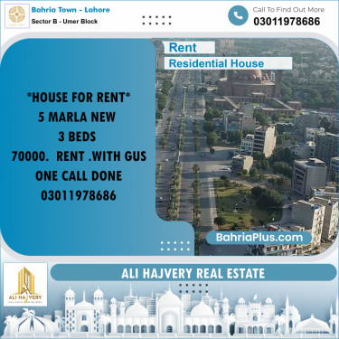 5 Marla Residential House for Rent in Sector B - Umer Block -  Bahria Town, Lahore - (BP-299283)