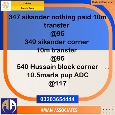 Residential Plot for Sale in Bahria Town, Lahore - (BP-299301)