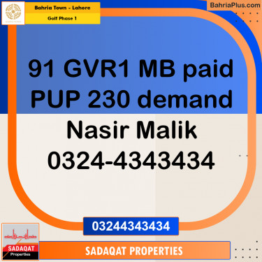 1 Kanal Residential Plot for Sale in Golf Phase 1 -  Bahria Town, Lahore - (BP-299308)