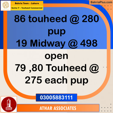 5 Marla Commercial Plot for Sale in Sector F - Tauheed Commercial -  Bahria Town, Lahore - (BP-299341)