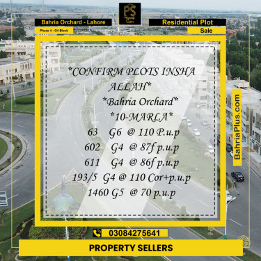 10 Marla Residential Plot for Sale in Phase 4 - G4 Block -  Bahria Orchard, Lahore - (BP-299411)