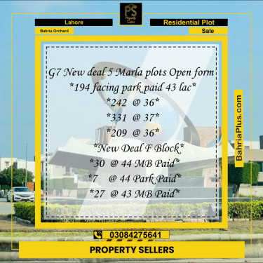 5 Marla Residential Plot for Sale in Bahria Orchard, Lahore - (BP-299412)