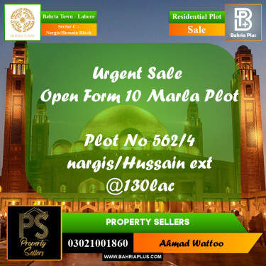 10 Marla Residential Plot for Sale in Sector C - Nargis/Hussain Block -  Bahria Town, Lahore - (BP-299486)