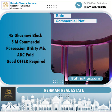 5 Marla Commercial Plot for Sale in Sector F - Ghaznavi Commercial -  Bahria Town, Lahore - (BP-299506)