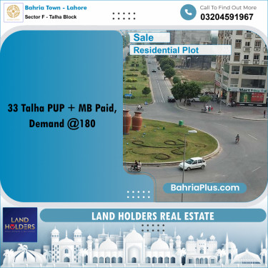 10 Marla Residential Plot for Sale in Sector F - Talha Block -  Bahria Town, Lahore - (BP-299546)