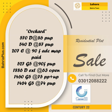 Residential Plot for Sale in Bahria Town, Lahore - (BP-299595)