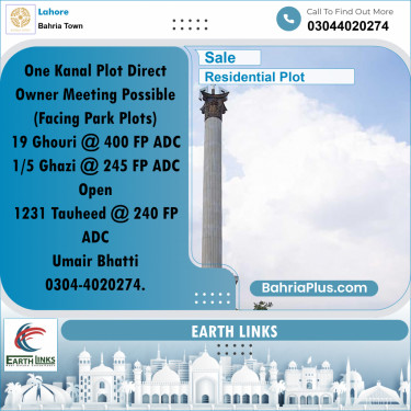 1 Kanal Residential Plot for Sale in Bahria Town, Lahore - (BP-299662)