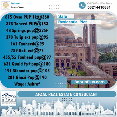 Residential Plot for Sale in Bahria Town, Lahore - (BP-299664)