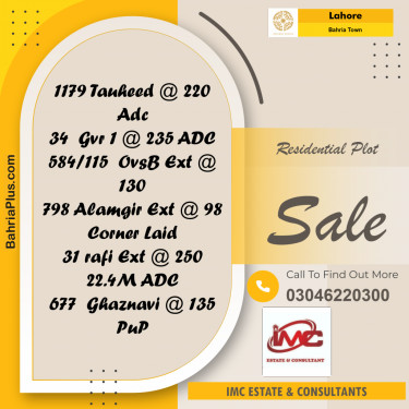 Residential Plot for Sale in Bahria Town, Lahore - (BP-299666)