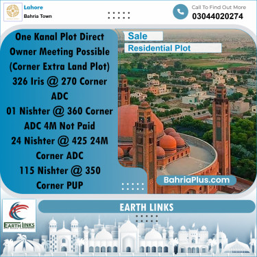 1 Kanal Residential Plot for Sale in Bahria Town, Lahore - (BP-299672)