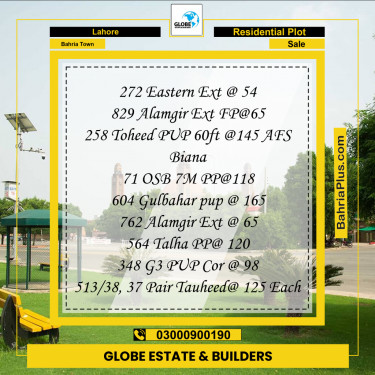 Residential Plot for Sale in Bahria Town, Lahore - (BP-299697)