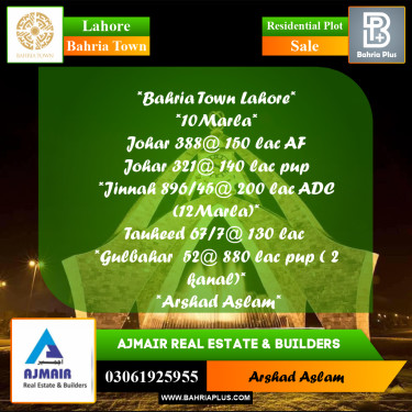 Residential Plot for Sale in Bahria Town, Lahore - (BP-299798)