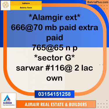 Residential Plot for Sale in Bahria Town, Lahore - (BP-299895)