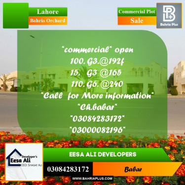 Commercial Plot for Sale in Bahria Orchard, Lahore - (BP-299925)