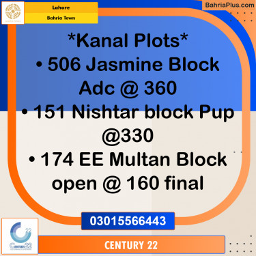 1 Kanal Residential Plot for Sale in Bahria Town, Lahore - (BP-299965)