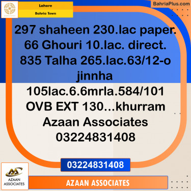 Residential Plot for Sale in Bahria Town, Lahore - (BP-299969)