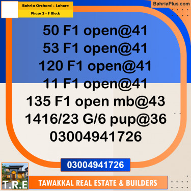 5 Marla Residential Plot for Sale in Phase 2 - F Block -  Bahria Orchard, Lahore - (BP-299976)
