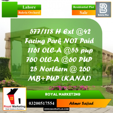 Residential Plot for Sale in Bahria Orchard, Lahore - (BP-299979)