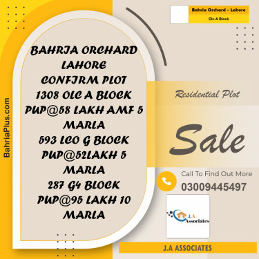 5 Marla Residential Plot for Sale in OLC-A Block -  Bahria Orchard, Lahore - (BP-300026)
