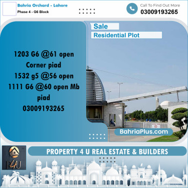 10 Marla Residential Plot for Sale in Phase 4 - G6 Block -  Bahria Orchard, Lahore - (BP-300039)