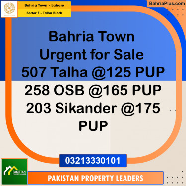 10 Marla Residential Plot for Sale in Sector F - Talha Block -  Bahria Town, Lahore - (BP-300042)