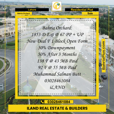 Residential Plot for Sale in Bahria Orchard, Lahore - (BP-300048)