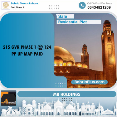 10 Marla Residential Plot for Sale in Golf Phase 1 -  Bahria Town, Lahore - (BP-300106)