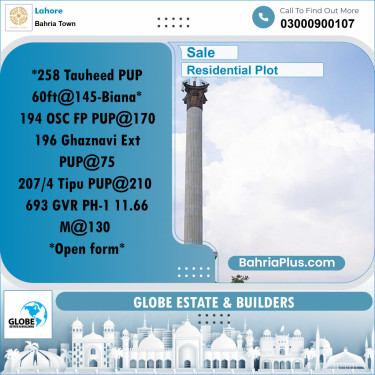 Residential Plot for Sale in Bahria Town, Lahore - (BP-300146)