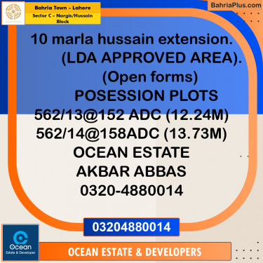 Residential Plot for Sale in Sector C - Nargis/Hussain Block -  Bahria Town, Lahore - (BP-300172)