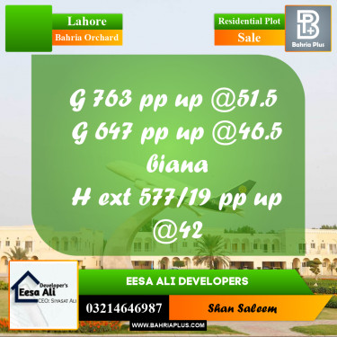 Residential Plot for Sale in Bahria Orchard, Lahore - (BP-300229)