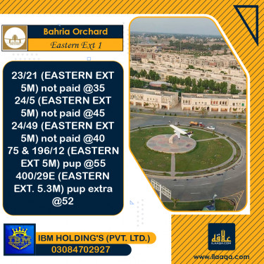 5 Marla Residential Plot for Sale in Phase 1 - Eastern District Ext. I -  Bahria Orchard, Lahore - (BP-300323)