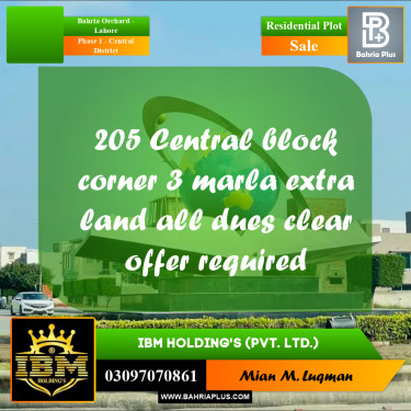 13 Marla Residential Plot for Sale in Phase 1 - Central District -  Bahria Orchard, Lahore - (BP-300352)
