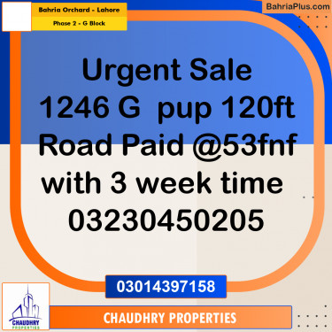 5 Marla Residential Plot for Sale in Phase 2 - G Block -  Bahria Orchard, Lahore - (BP-300363)