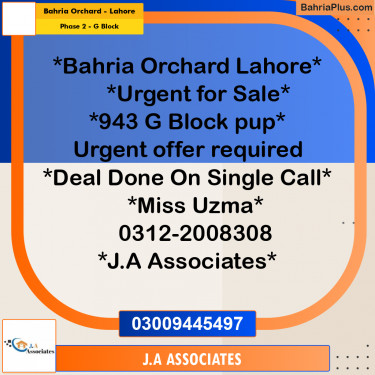 5 Marla Residential Plot for Sale in Phase 2 - G Block -  Bahria Orchard, Lahore - (BP-300407)