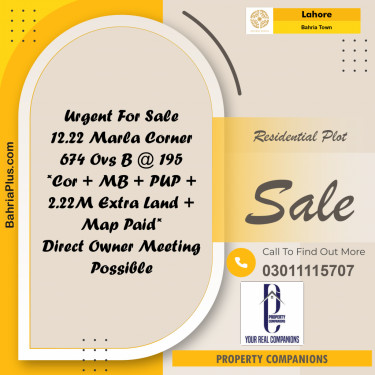 Residential Plot for Sale in Bahria Town, Lahore - (BP-300418)