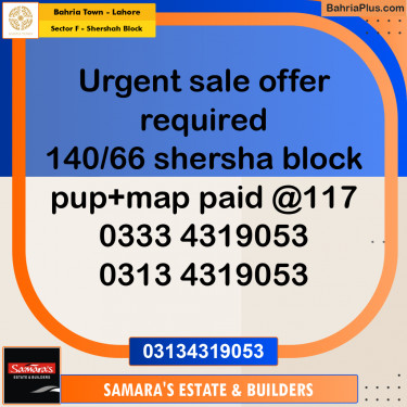 5 Marla Residential Plot for Sale in Sector F - Shershah Block -  Bahria Town, Lahore - (BP-300473)
