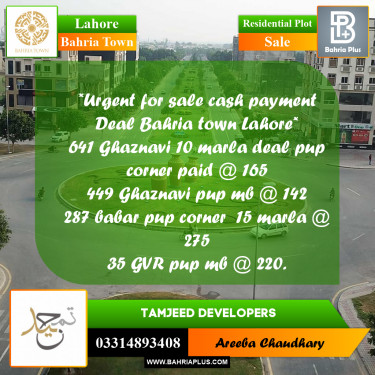 Residential Plot for Sale in Bahria Town, Lahore - (BP-300479)