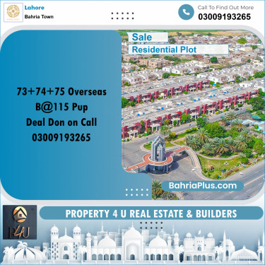 7 Marla Residential Plot for Sale in Bahria Town, Lahore - (BP-300512)