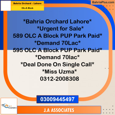5 Marla Residential Plot for Sale in OLC-A Block -  Bahria Orchard, Lahore - (BP-300534)
