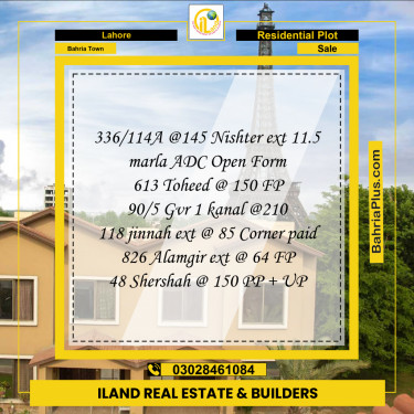 Residential Plot for Sale in Bahria Town, Lahore - (BP-300538)