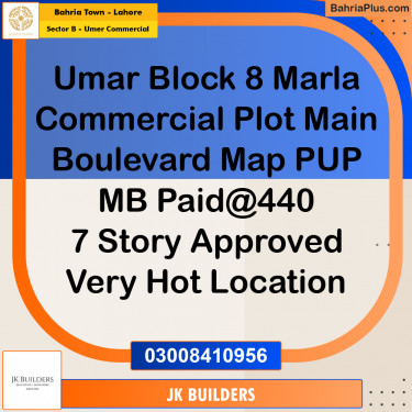 8 Marla Commercial Plot for Sale in Sector B - Umer Commercial -  Bahria Town, Lahore - (BP-300633)