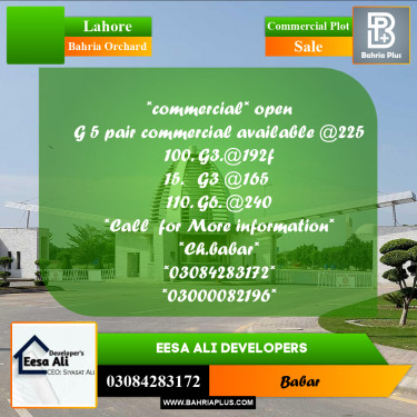 Commercial Plot for Sale in Bahria Orchard, Lahore - (BP-300645)