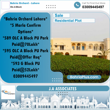 5 Marla Residential Plot for Sale in OLC-A Block -  Bahria Orchard, Lahore - (BP-300648)