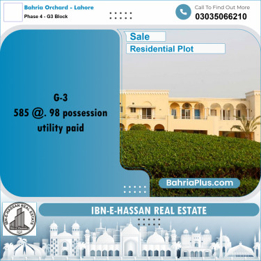 10 Marla Residential Plot for Sale in Phase 4 - G3 Block -  Bahria Orchard, Lahore - (BP-300666)