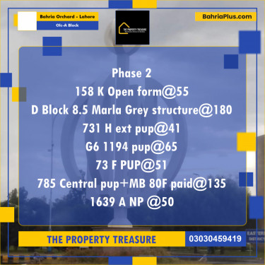 Residential Plot for Sale in OLC-A Block -  Bahria Orchard, Lahore - (BP-300682)