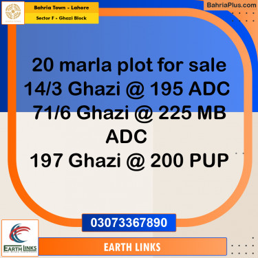 1 Kanal Residential Plot for Sale in Sector F - Ghazi Block -  Bahria Town, Lahore - (BP-300775)