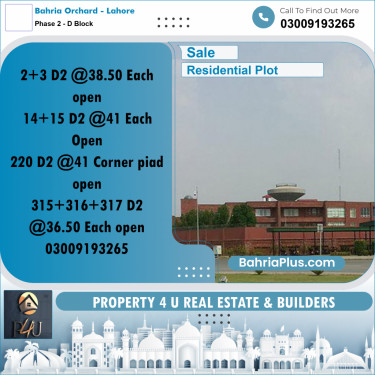 5 Marla Residential Plot for Sale in Phase 2 - D Block -  Bahria Orchard, Lahore - (BP-300777)