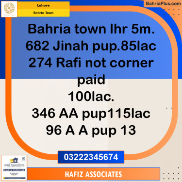 Residential Plot for Sale in Bahria Town, Lahore - (BP-300793)