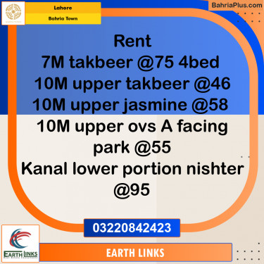 Residential House for Rent in Bahria Town, Lahore - (BP-300856)